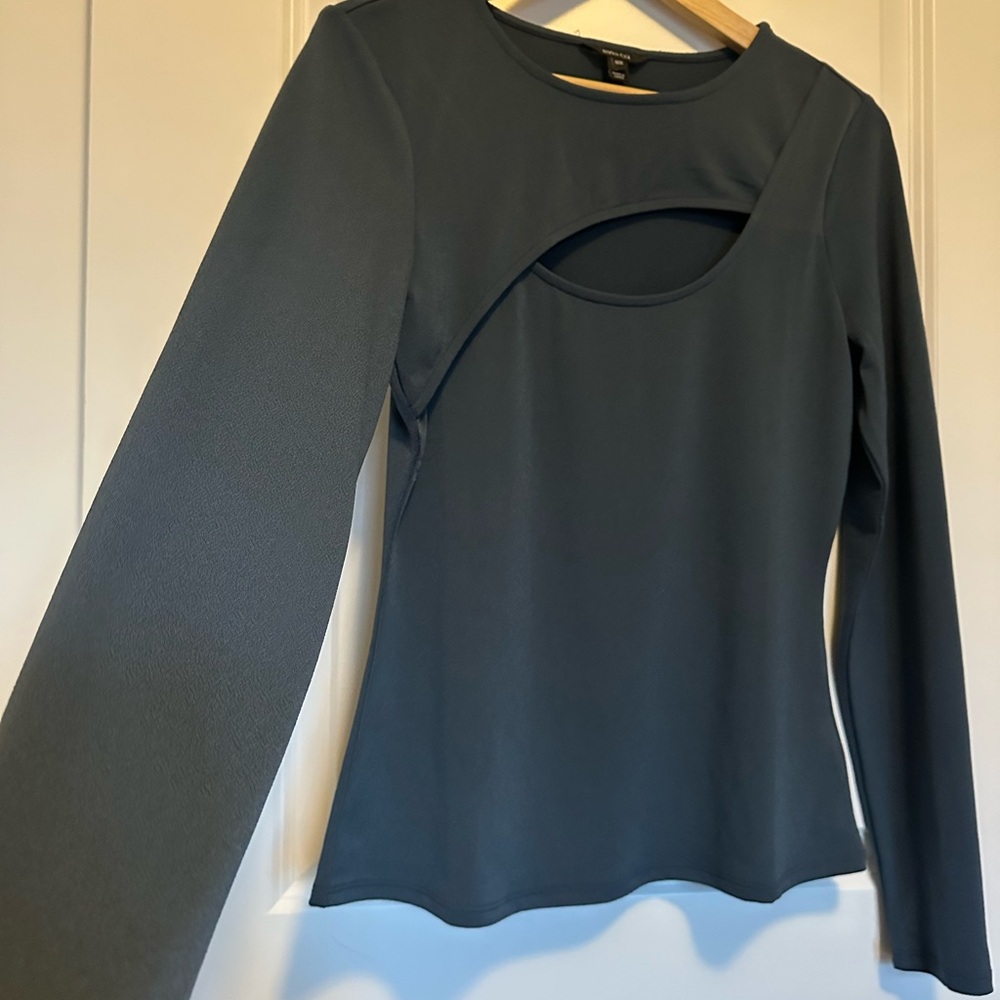 RW&CO. Teal Long Sleeve Cut-Out Top
